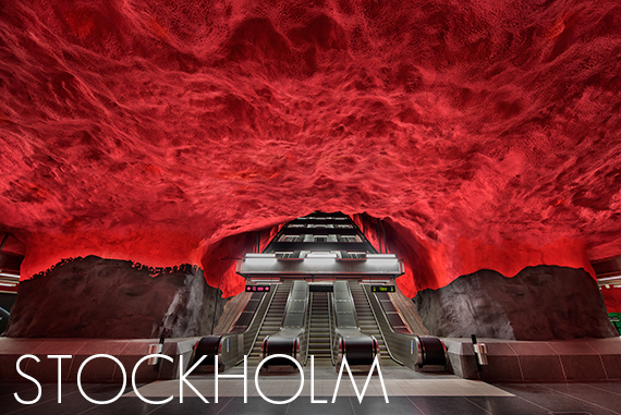 Metro station in Stockholm  representing prints by Christopher Petsos