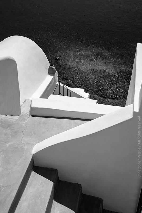 Architecture of Santorini, Greece making a geometric semi-abstract image.